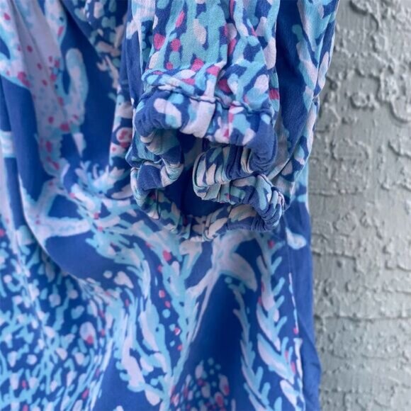 Lilly Pulitzer Elsa Silk Top Indigo Good Reef Size XL - Picture 4 of 11